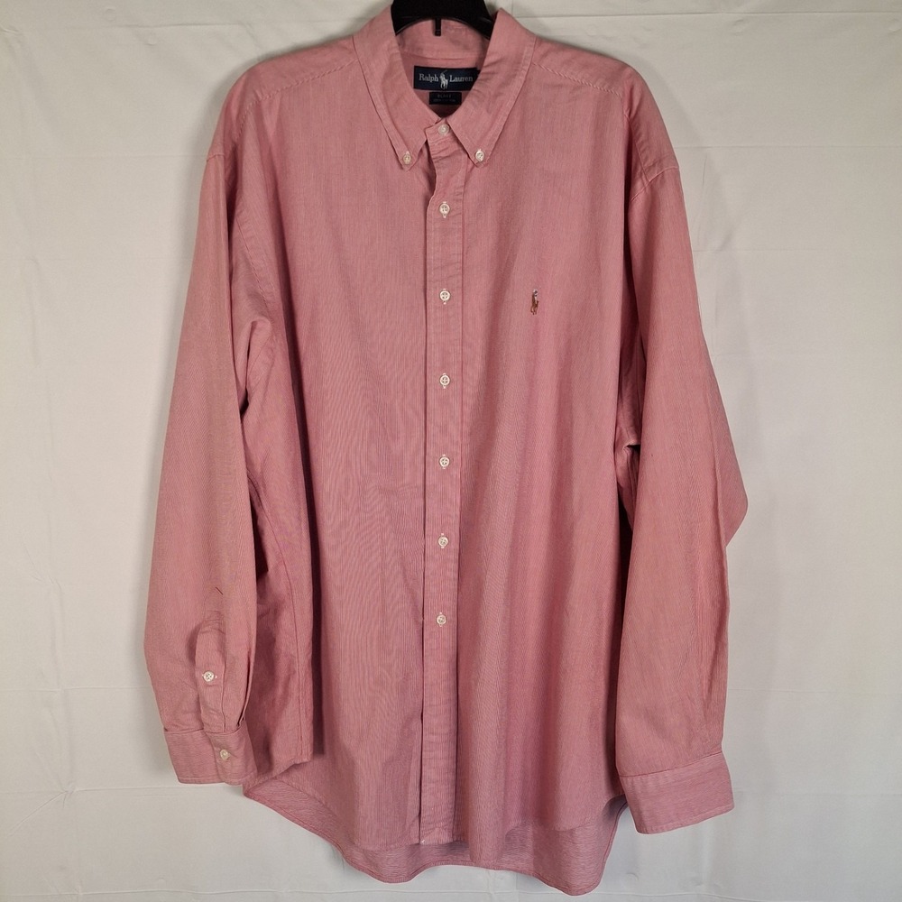 Ralph Lauren Blake Men's 2XL Shirtโ Long Sleeve Button Down Pink Micro Check